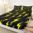 thumbnail image 3 of Feelyou Black Yellow Lightning Bed Sheets, Teen Kid Boy Girl King Sheets, 4 Pieces, 3 of 7