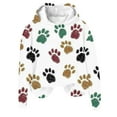 thumbnail image 2 of SwiftWear Women's Colorful Paw Print cute Hoodie Trendy Animal Themed Pullover Sweatshirt with Drawstring Hood, Soft Breathable Streetwear Top Brown, 2 of 3