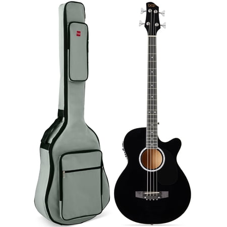 Best Choice Products 22-Fret Full Size Acoustic Electric Bass Guitar w/ 4-Band Equalizer, Truss Rod - Black