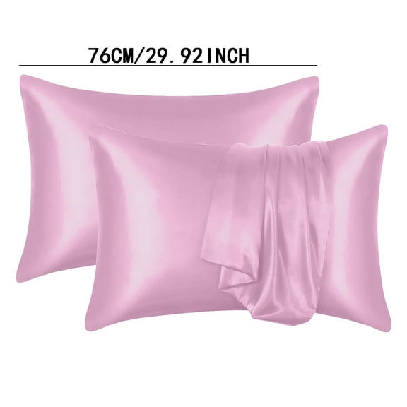 LYCAQL Home Satin Pillowcase for Hair & Skin Softer Than Silk Cooling Satin Pillow Case Set of 2 with Envelope Closure, Soft Breathable Smooth Cases (20" x 30") Pink