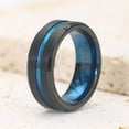 thumbnail image 3 of CUITING 8mm Tungsten Ring for Men Black Blue Wedding Bands with Center Groove Beveled Edges Size 4-17, 3 of 5
