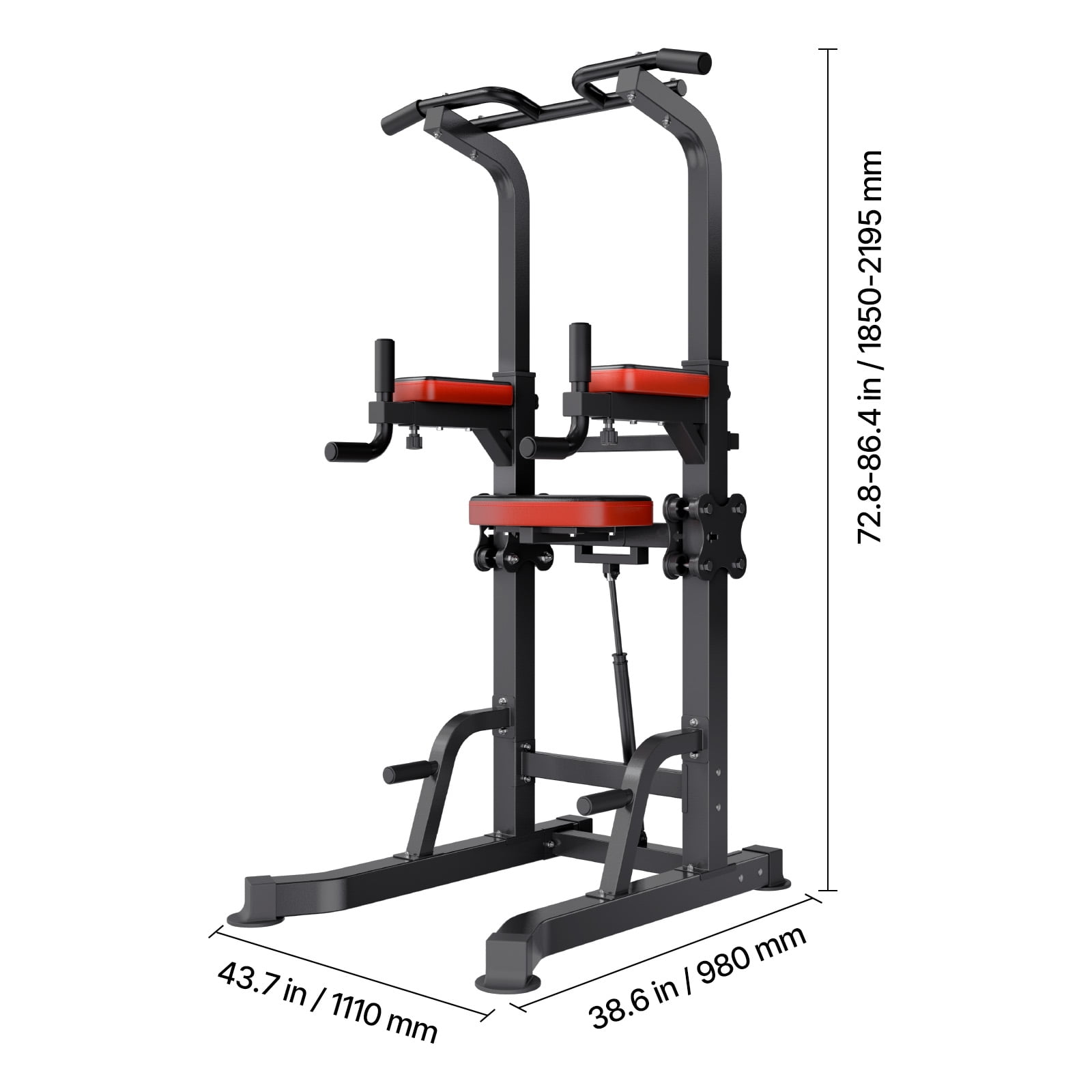 KFFKFF Pull Up Bar, 330 LBS Capacity Power Tower Dip Station, Fitness Dip Station with Stable H-Shaped Base & Support Platform, 9-Level Adjustable