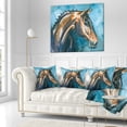 thumbnail image 2 of Designart Brown Horse on Blue Watercolor - Abstract Throw Pillow - 16x16, 2 of 4