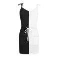 thumbnail image 3 of Gibobby Vestidos para Mujer Vestido de mujer con corbata delantera con cuello en V, falda de chaleco con tirantes finos, vestido de verano con (Negro,XL), 3 of 5