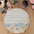 thumbnail image 3 of Nautical Coastal Round 13 Inch Placemats Set of 2, Ocean Beach Starfish Shells Conch Waves Beige HeatResistant Non Slip Place Mats for Dining Table, Wipeable Kitchen Table Mats for Housewarming, 3 of 9