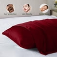 thumbnail image 2 of Funda de almohada de seda Casbrove Mulberry Silk, suave y transpirable, roja, 2 of 7