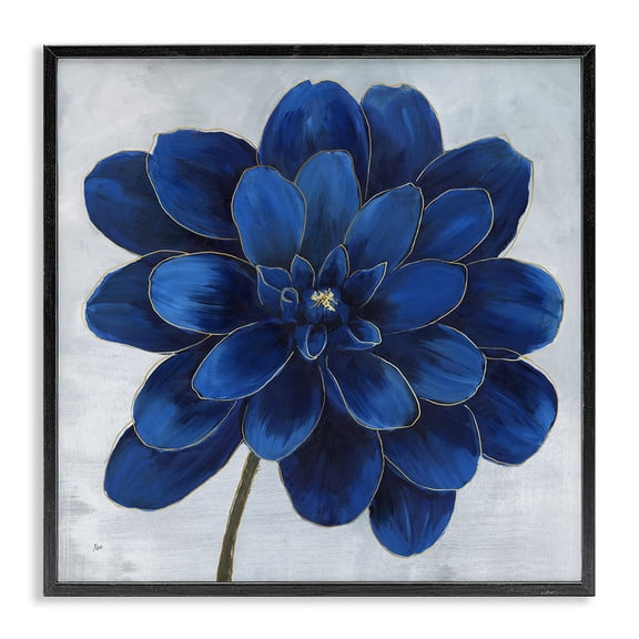 Stupell Industries Contemporary Modern Deep Blue Floral Carnation Black Framed Giclee Art, 12 x 12, by Nan