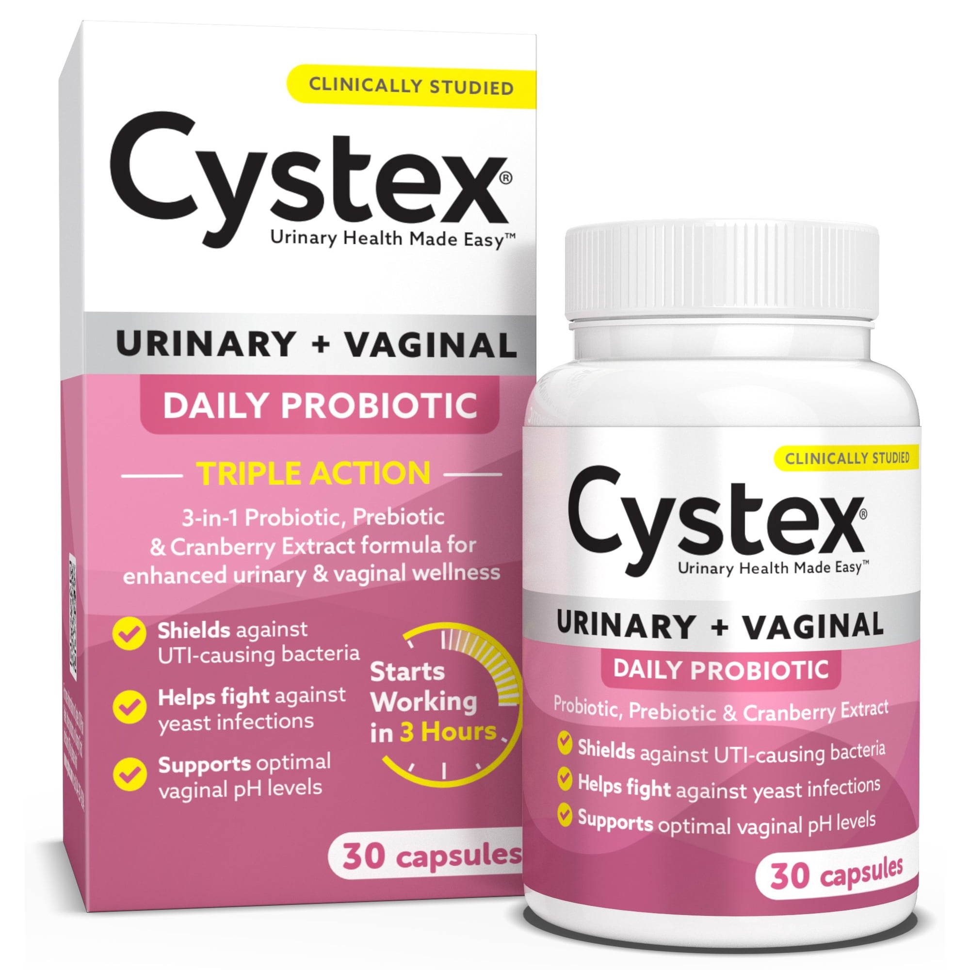 Cystex 3-in-1 Urinary Tract Health Probiotic for Women, 30 Capsules