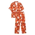 thumbnail image 5 of MEZZALL Women Halloween Cartoon Print Pajama Set Lapel Collar Button Closure Short Sleeve Top With Long Pants Loungewear Sleep Set For Holiday Versatile 2 Piece Pjs, 5 of 5