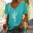 thumbnail image 2 of Zpanxa Womens Summer Tops Trendy Casual Print V-Neck Short Sleeve T Shirt Pullover Tops Lightweight Cute Blouse Pullover Sky Blue L, 2 of 5