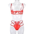 thumbnail image 4 of Conjunto de ropa interior de sujetador, tanga erótica, encaje hueco, lencería sexy para mujer, S, rojo Kearding XX000112-02, 4 of 7