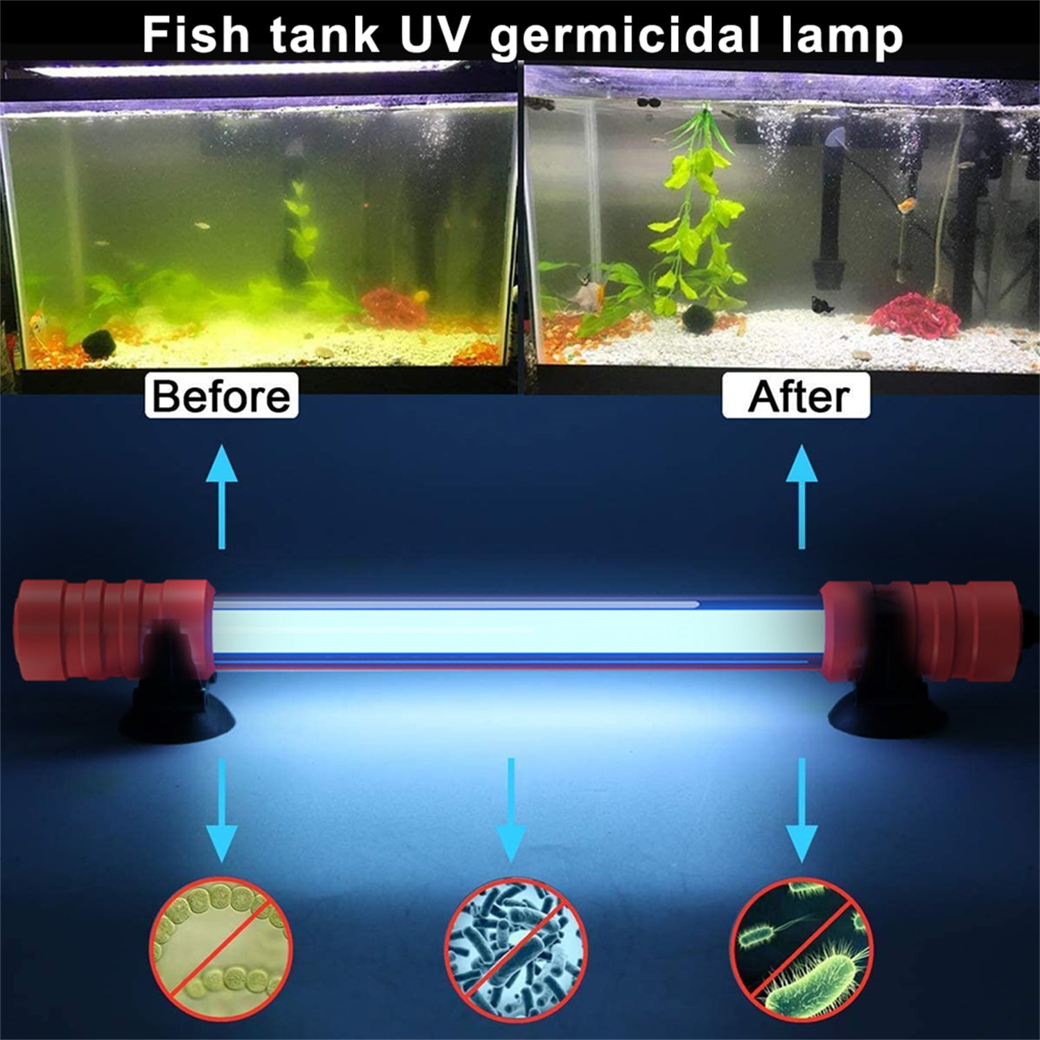 Pefilos 13W U-VC Aquarium Fish Tank Germicidal UV Light Sterilizer Pond Submersible Clean Lamp, Red Pefilos 13W U-VC Aquarium Fish Tank Germicidal UV Light Sterilizer Pond Submersible Clean Lamp, Red