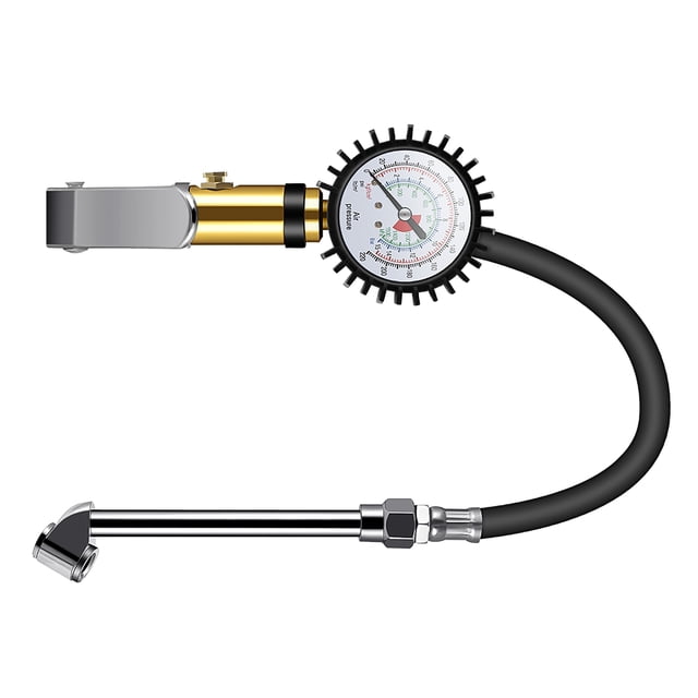 Inflador De Neumáticos Con Manómetro 220 Psi Air Chuck Heavy Duty Manómetro De Inflado Con Manguera De Goma Inevent VI006987-00