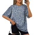 thumbnail image 2 of Leopard Print Shirts For Women Crew Neck Short Sleeve Oversized Tshirts Womens Casual Athletic Loose Fit Trendy Tee For Workout & Daily Wear, 2 of 4