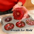 thumbnail image 2 of Wreath Ice Mold, Christmas Wreath Ice Mold, Holiday Christmas Shaped Silicone Ice Cube Making Trays/Molds, 6 Hole Silicone DIY Mold Suitable for Ice Cubes, Cakes, Soap (Type-C), 2 of 9