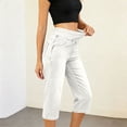 thumbnail image 3 of MLCDZ Jean Capris for Women Elastic Waist Stretchy Pull On Denim Pants Summer Casual Lightweight Breathable Beach Vacation Jean with Pockets, 3 of 9