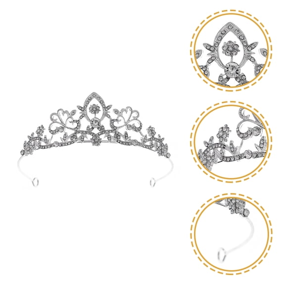 ADDHAT Delicate Silver Rhinestone Crown Headdress Handmade Alloy Tiara for Bride Hair Accessory