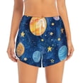 thumbnail image 2 of Balery Planets And Stars1 Pantalones cortos deportivos para mujer con forro y dos bolsillos, elásticos, para entrenamiento, gimnasio, yoga-Medium, 2 of 7