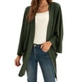 thumbnail image 6 of Grace Karin Women's Open Front Cardigan Oversized Waffle Knit Long Batwing Sleeve Sweaters with Pockets,Army Green, 6 of 7