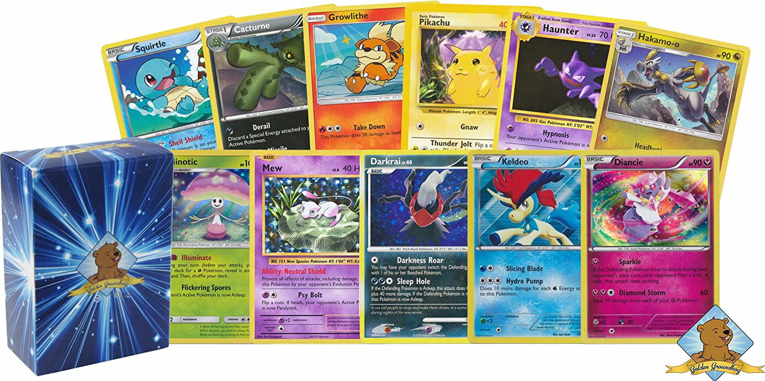 Pokemon 100 Card Lot with Foils Rares and 2 Break Rares No Duplication By Golden Groundhog 