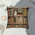 thumbnail image 2 of JRXY  Cat Throw Pillow Cushion Cover, Nerd Book Lover Kitty Sleeping Over Bookshelf Library Academics Feline Boho Design, Decorative Square Accent Pillow Case,Brown Pink White, 2 of 5
