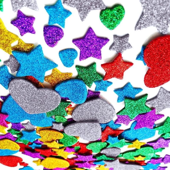 Glittering Heart Star Sticker Adhesive Sticker for Art Craft Scrapbooking Birthday Christmas Reward Sticker