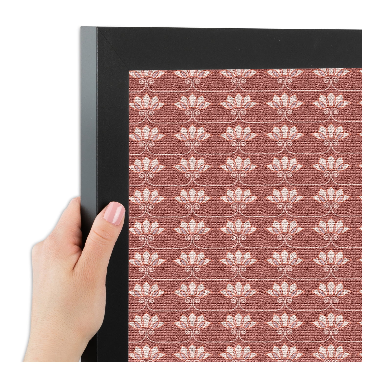 PinPix ArtToFrames 18x22 Custom Cork Bulletin Board Pink Sea Shells   Poster Board Has a Fabric Style Canvas Finish, Framed in Satin Black (PinPix-553)