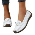 thumbnail image 5 of Hinvhai Women's Comfort Leather Loafers Casual Wild Driving Flats Anti-Collision Moccasins Soft Daily Walking Shoes White 9.5(43), 5 of 7