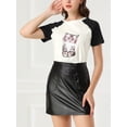 thumbnail image 5 of Allegra K Women's Summer Casual Short Sleeve Cartoon Cat Print T-Shirt, 5 of 6