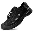 thumbnail image 4 of Hicooer GOOHIK Mens Closed Toe Sandals, Sport Sandals Casual Leather Handmade Sandals Adjustable Fisherman Beach Sandals For Outdoor Walking Driving Black, 4 of 7