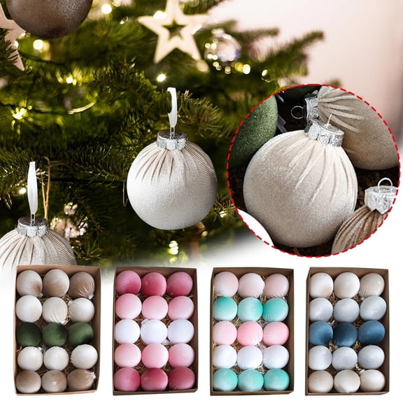 Taotanxi Christmas Ball Ornaments, 15 Pcs White & Brown Ornaments with Velvet, Multicolor Xmas Tree Decorations for Christmas Tree Holiday Wreath Garland Decor(Brown, 3.15 Inch)