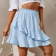 thumbnail image 4 of 2025 Falda corta lisa con volantes irregulares y cintura alta para mujer, estilo informal de verano, 4 of 6