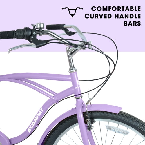 Raistyw 26" Cruiser Bike for Women, Lightweight Alloy High-Tensile Steel Frame Mountain Bicycles with V-Brakes and 7-Speed for Leisure and Commuting, Purple