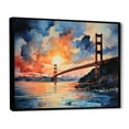thumbnail image 2 of Designart "Golden Gateway Orange Bridge VII" Bridges Floater Framed Wall Art Print, 2 of 7