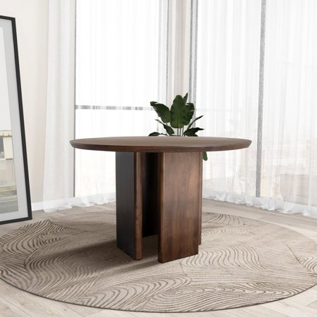 Walnut Dining Table - Solid Wood Construction 4 6 Top Round Wood Laminate Fits Diners