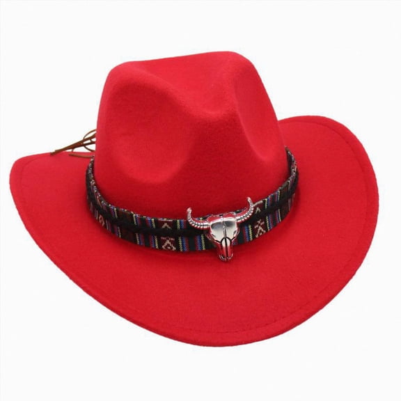 NOLDARES Toddler Boys Cowboy Hat, Western Hat for Kids, Leather Hatband Baby Cowgirl Hat for Girls(Red,3-8 Y)