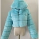 thumbnail image 1 of Abrigos y chaquetas de piel sintética recortados peludos de alta calidad para mujer, abrigo superior esponjoso con capucha, chaqueta de piel de invierno, abrigo femenino, 1 of 4