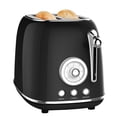 thumbnail image 1 of JS Gourmet - Grille-Pain Rétro Extra-Grand à 2 Tranches, 6 Niveaux de Brunissage, 825 Watts, Noir, 1 of 3