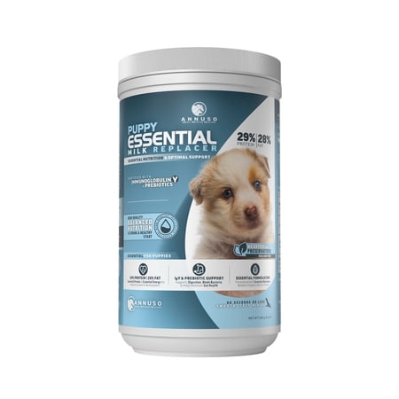 ANNUSO Puppy Essential Milk Replacer, 12oz - 29% Protein & 28% Fat - Complete Nutrition with Probiotics & Key Nutrients, Supports Immunity & Digestion - Easy-Mix Powder