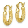 thumbnail image 2 of 10k Fancy Small Hoop Earrings in 10k Yellow Gold, 2 of 3