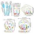 thumbnail image 4 of 140 Pieces Easter Tableware Set Party Supplies Happy Easter Egg Pattern Plates Napkins Forks. Spring Celebration Picnic Tableware Suitable For 20 Guests, 4 of 4