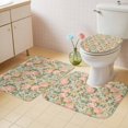 thumbnail image 2 of Pink Rose Bath Mat 3 Piece Bathroom Rug Set, Romantic Botanical Floral Flowers Leaves Non Slip Bath Rug Contour Mat and Toilet Lid Cover, Absorbent Shower Mats Soft Bath Rugs and Mats Sets, 2 of 8