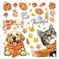 thumbnail image 4 of Fall Window Clings, Fall Leaves Wall Stickers & Watercolor Cats, Dogs, Pumpkin Autumn Window Clings Set, Peel and Stick Removable Falls Wall Stickers Decals for Home, Living Room Glass Door Halloween, 4 of 4
