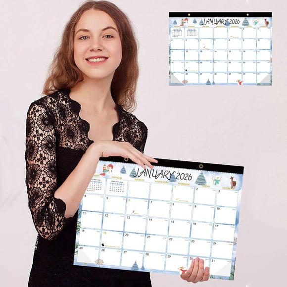 Multicolour Snowman Pattern Wall Mounted Calendar, Uncomplicated Planning Calendar with Paper Features, Versatile Desk Organiser for Home, Office, and School
