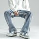thumbnail image 1 of Pantalones vaqueros de contraste para hombre, Jeans versátiles rectos, sueltos e informales, cintura elástica, bolsillo con cordón, tendencia de moda de calle alta, primavera y otoño, 1 of 5