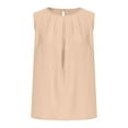 thumbnail image 5 of Wyobmus Womens Front Ruched Tank Tops Crewneck Sleeveless Shirts Loose Fitted Stretchy Top Tunic Casual Summer Trendy Clothes 2025 Beige, 5 of 7