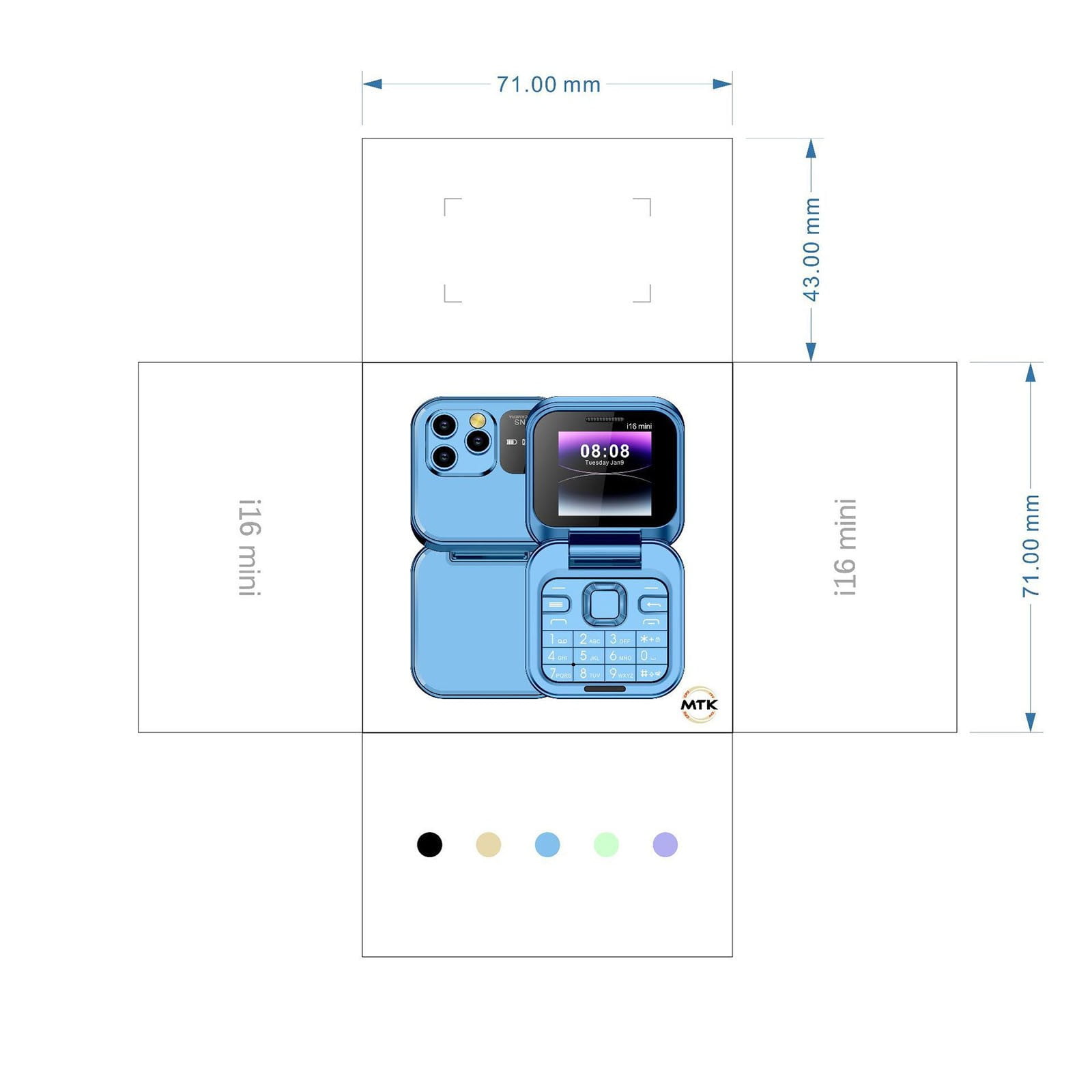 UNLLLL 2024 New Mini Flip Mobile Phone, 2 SIM Card Small Display Foldable Cell Phone, Unlocked Flip Phone 2G Flip Cell Phone, for Seniors