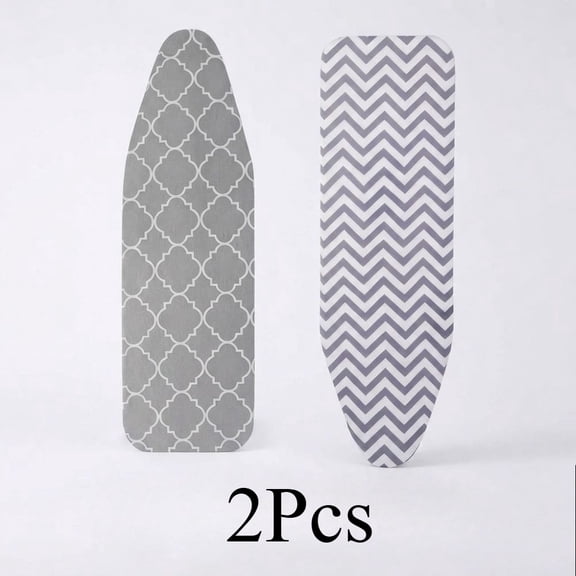 2 Pcs 15x54" Gray Thick Padded Ironing Board Covers, Heavy Duty Scorch Resistant, Elastic Edge & Adjustable Hook Loop Fastener