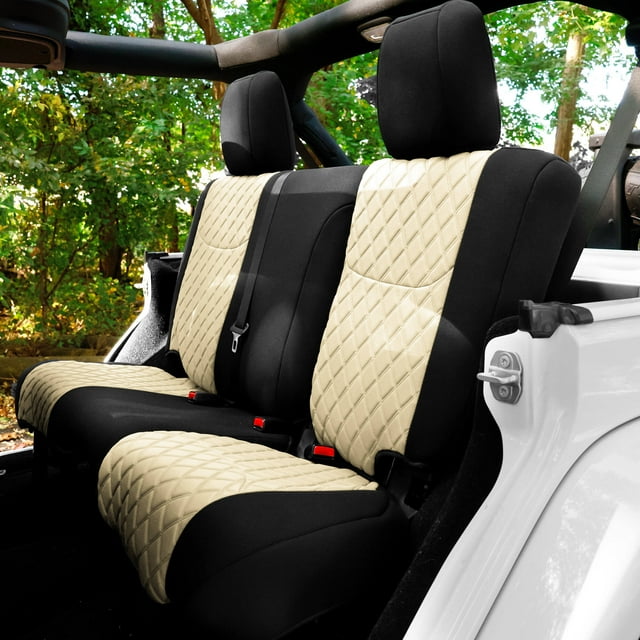 FH Group Neoprene Waterproof Custom Fit Seat Covers for 2007-2018 Jeep Wrangler JK 4DR Rear Set