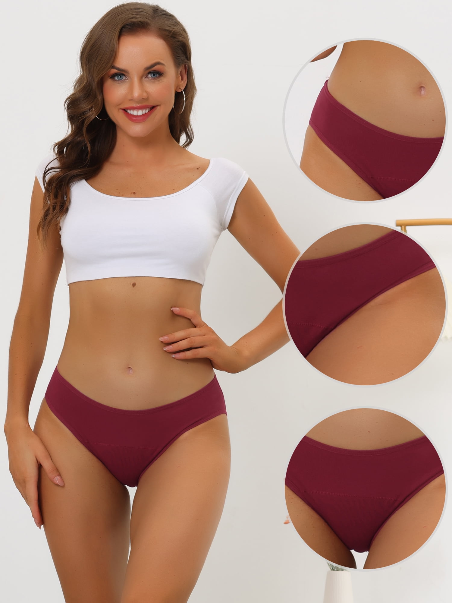DARING DIVA Women's Underwear Hipster Soft Panty Available in Plus Size S Burgundy